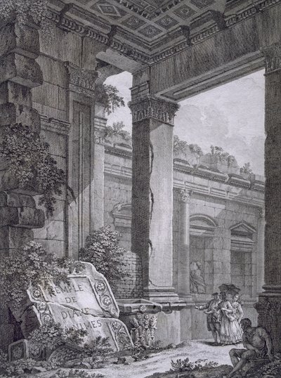 Innenraum des Tempels der Diana, Nimes, aus Antiquités de la France: Vol I, Monuments de Nimes von French School