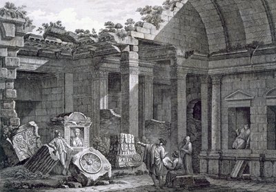 Interiør av Diana-tempelet, Nimes, fra Antiquities of France: Vol I, Monuments of Nimes av French School