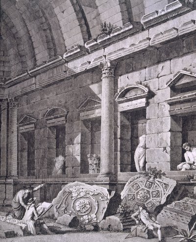 Interiør av Diana-tempelet, Nimes, fra Antiquities of France: Vol I, Monuments of Nimes av French School