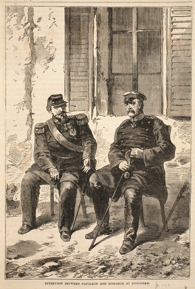 Intervju mellom Napoleon og Bismarck ved Doncherry, illustrasjon fra Cassells History of the War between France and Germany, 1870-1871 av French School