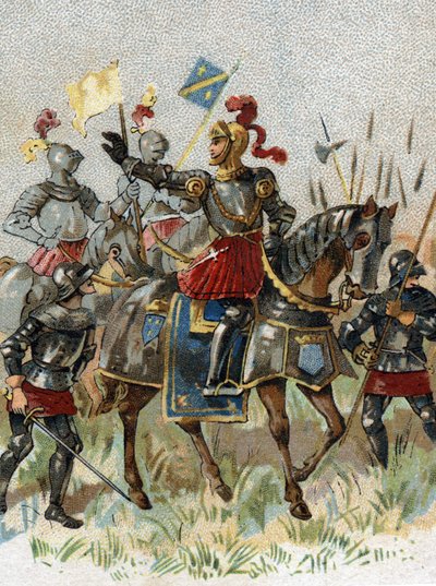 Italian Wars: Louis XII (1462-1515), King of France, at the Battle of Agnadel (Milan) in Italy on 14 May 1509. Chromolithography. av French School