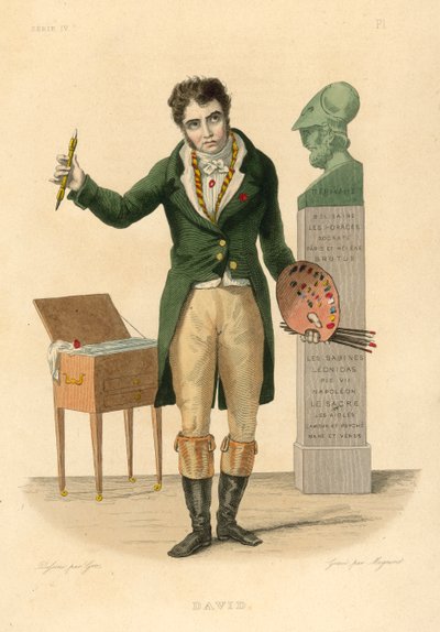 Jacques-Louis David (farget gravering) av French School