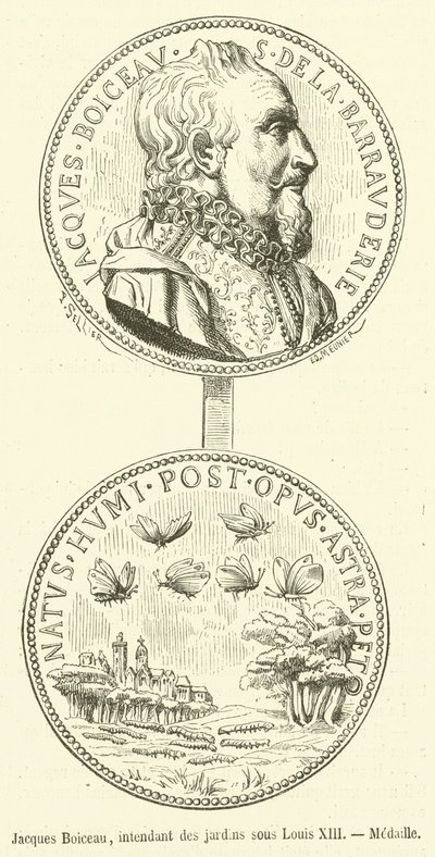 Jacques Boiceau, forvalter av hagene under Louis XIII, Medaille (gravering) av French School