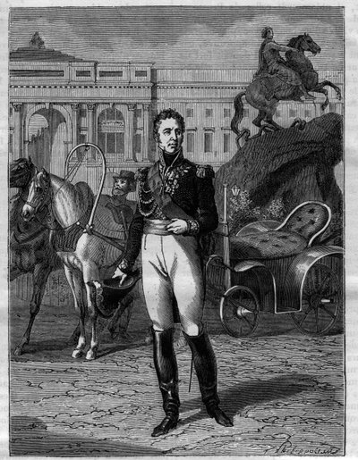 Jacques Law, Marquis de Lauriston - Portrett av Jacques Alexandre Bernard Law, Marquis de Lauriston, marechal of France (1768-1828) - i "History of the empire following the history of the consulat"" av Adolphe Thiers - 1879 - privat samling av French School