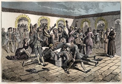 Jansenist convulsionary (eller Saint Medard) ( Works of convulsions) på 1700-tallet: "" de syke og svake går til kirkegården til Saint-Medard (hvor graven til diakon Francois Paris ligger) for å være mirakuløst gueris" (Convulsionnaire-praksis - Lure av French School