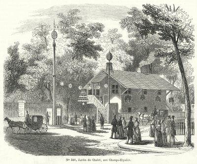 Garden of the Chalet, Champs Elysees, Paris (gravering) av French School