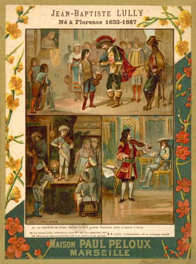 Jean-Baptiste Lully , fransk musiker og komponist (chromolitho) av French School