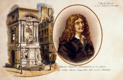 Jean-Baptiste Poquelin, aka Moliere (farge litho) av French School