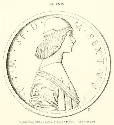 Jean-Galeas Sforza, marmormedalje fra samlingen til M Timbal (gravering) av French School