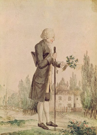 Jean-Jacques Rousseau (1712-78) Samler urter i Ermenonville av French School