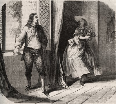 Jean Baptiste (Jean-Baptiste) Poquelin, dit Moliere (1622-1673) proposed to the comedian Mademoiselle de Brie (Catherine Leclerc du Rose av French School