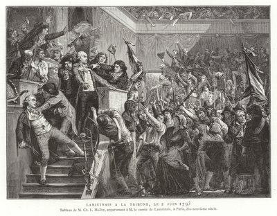 Jean Denis, comte Lanjuinais, på talerstolen til konvensjonen, den franske revolusjonen, 2. juni 1793 av French School