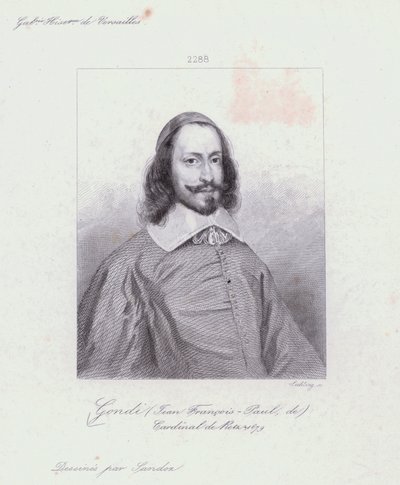 Jean Francois Paul de Gondi, kardinal de Retz, fransk prest og agitator i borgerkrigen i Fronde (gravering) av French School