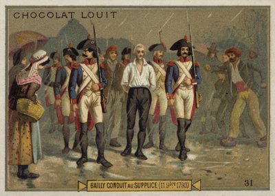 Jean Sylvain Bailly på vei til giljotinen, den franske revolusjonen, 11. november 1793 av French School