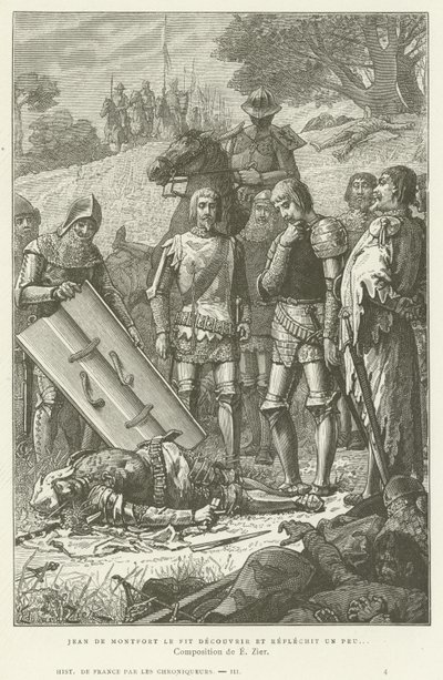 Jean de Montfort oppdager liket av Charles av Blois etter slaget ved Auray, 1364 av French School