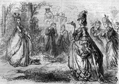 Jeanne Becu, Countess (or Madame) of the Barry (1743-1793)) favorite of Louis XV at the Pavilion of Lucienne. Engraving in “Histoire des papes-kings-queens-et-empereurs a travers les centuries”” by Maurice Lachatre av French School