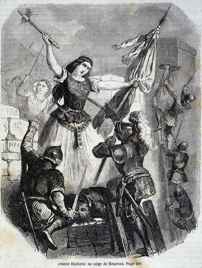 Jeanne Hachette i Beauvais i 1472 - i "Histoire de France" av L.-P. Anquetil av French School