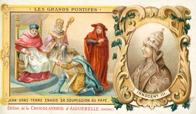John, konge av England, sender sin underkastelse til pave Innocent III, 1213 av French School