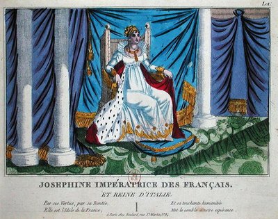 Josephine (1763-1814) keiserinne av franskmennene og dronningen av Italia (farge litho) av French School
