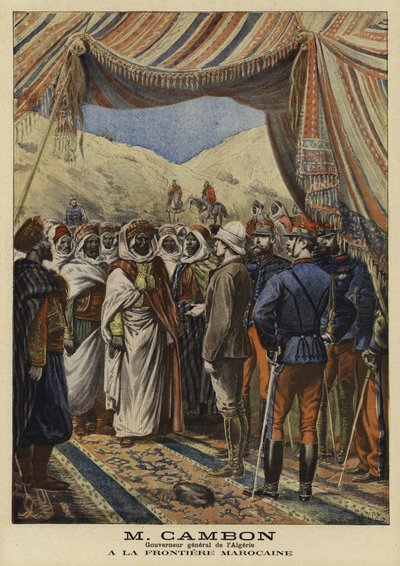 Jules Cambon, fransk generalguvernør i Algerie, ved den marokkanske grensen, 1897 av French School