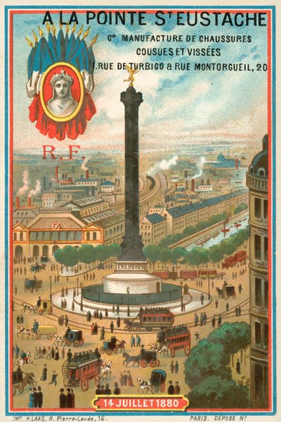 Julispalte til minne om den franske revolusjonen i 1830, Paris (chromolitho) av French School