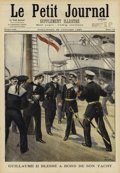 Kaiser Wilhelm II av Tyskland skadet om bord på yachten hans, 1897 av French School