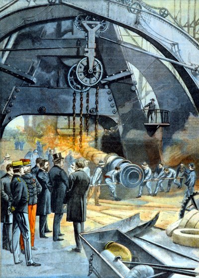Kong Carlos I (Karl I av Portugal) ved Ateliers du Creusot i "" Le Peute Parisien"" fra 26.02.1899 av French School