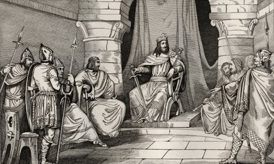 Kong Charibert (521-67) i råd med magistrater, fra 