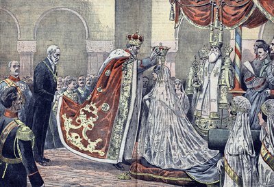 Kong Ferdinand I av Romania kroner sin dronning av French School