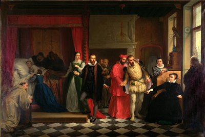 Kong Frans II (1544-60) på sin dødsleie, 1865 av French School