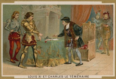 Kong Ludvig XI av Frankrike og Karl den dristige, hertugen av Burgund av French School