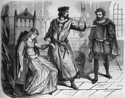 King Philip VI of France (Philippe de Valois) (1293 - 1350) and his wife Blanche of Navarre (v. 1333-1398). Engraving in “The history of prostitution and debauche among all the peoples of the world from antiquity to the present day” by Dr. Th. -F. Debray.  av French School
