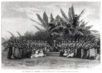 Kong Toffa (f. 1874-1908) og hans hoff, Dahomey, 1892 av French School