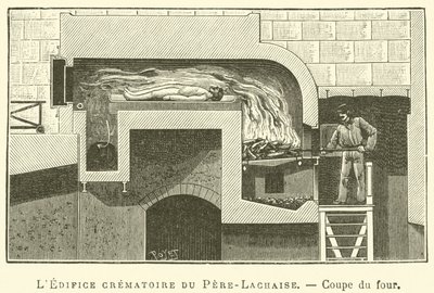 Pere-Lachaise-krematoriet, seksjon av ovnen (gravering) av French School