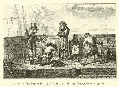 Etalagiste des ponts, 1818, etter en litografi av Marlet av French School
