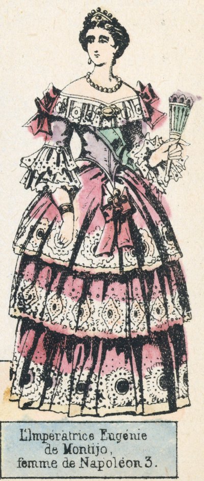 Keiserinne Eugenie de Montijo, kone til Napoleon 3 (farget gravering) av French School