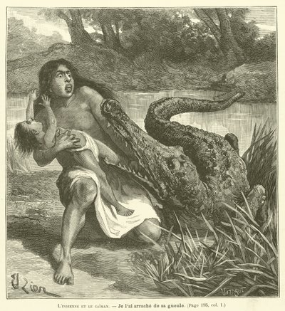 Inderen og kaimanen (gravering) av French School