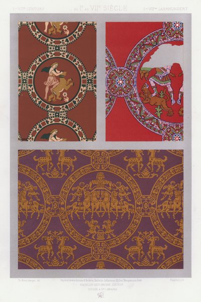 The Ornament Of The Fabrics: I-VIIth Century, from the Ir to the VIIth Century, I-VIItes Jahrhundert (color litho) av French School