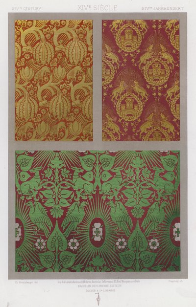 The Ornament Of Fabrics: XIVth Century, XIVe Siecle, XIVtes Jahrhundert (farge litho) av French School