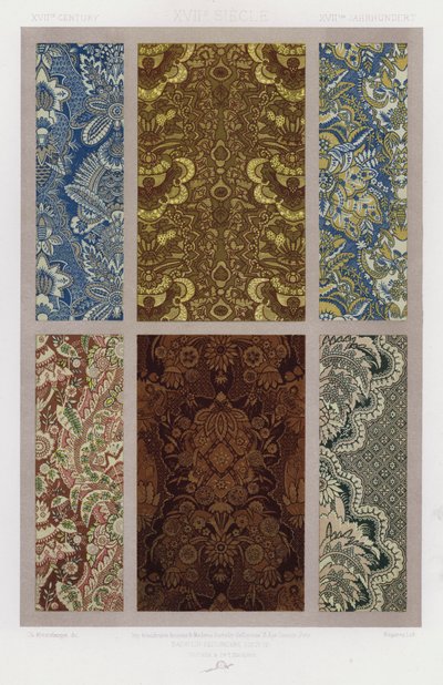 The Ornament of Fabrics: XVIIth Century, XVIIe Siecle, XVIItes Jahrhundert (farge litho) av French School