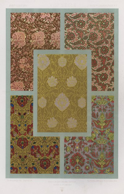 The Ornament of Fabrics: XVIIth Century, XVIIe Siecle, XVIItes Jahrhundert (farge litho) av French School