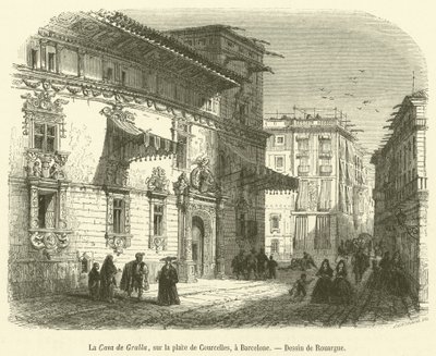Casa de Gralla, på Place de Courcelles, i Barcelona (gravering) av French School
