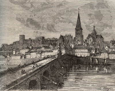 La Charite sur Loire - La Charite-sur-Loire - Nievre, i regionen Burgund - gravering i "Frankrike illustree: geografi, historie, statistisk administrasjon" av V.-A. Malt-brun. 1884 av French School