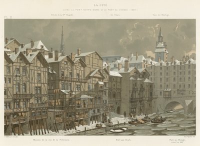 La Cite, mellom Pont Notre-Dame og Pont au Change, 1650 av French School