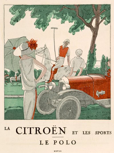 Citroën og Sports: Poloen, ca. 1914 (fargelitografi) av French School