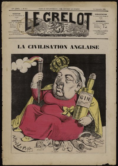 La Civilization Anglaise - basert på Gin (farge litho) av French School