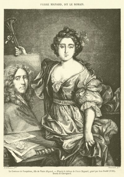 Grevinnen av Feuquieres, datter av Pierre Mignard (gravering) av French School