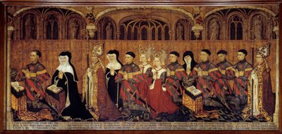La Famille Jouvenel des Ursins Magistraten, prevot Jean Jouvenel des Ursins eller Jean Juvenal des Ursins (1360-1431), representerer sammen med sine familiemedlemmer i bønn. Maleri på tre fra den franske skolen. 1443-1449. Søn 1,3x3,5 m Paris, nasjonalmuse av French School