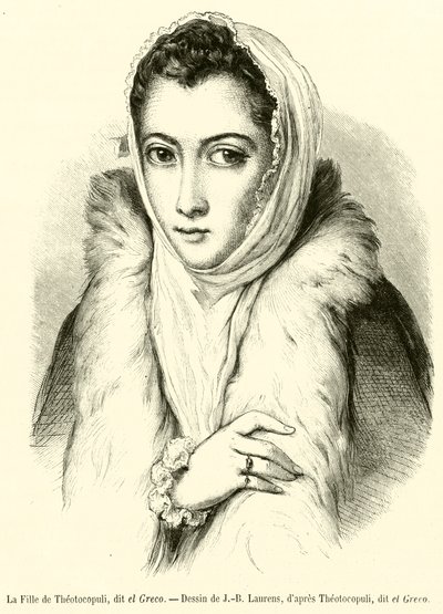 Theotocopulis datter, kjent som el Greco (gravering) av French School