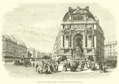 Saint-Michel-fontenen, i Paris (gravering) av French School